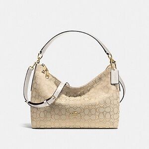 COACH EAST/WEST CELESTE CONVERTIBLE HOBO IN OUTLINE SIGNATURE